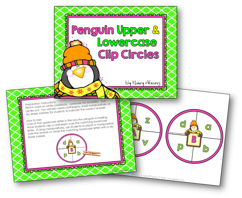 Free Penguin Upper And Lowercase Clip Circles Teaching With Nancy